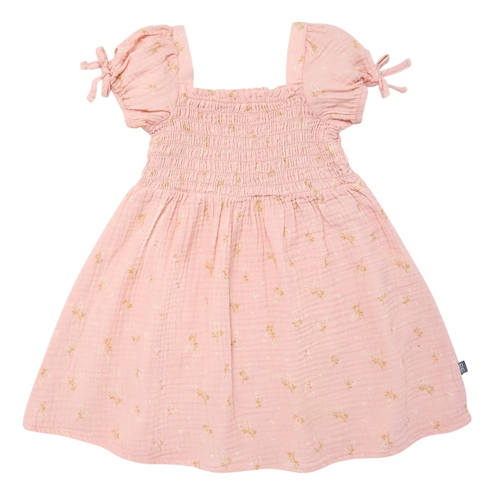 NWOT Modern Moments by Gerber Toddler Girl Smocked Dress with Bows, 4T